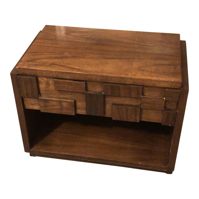 1970s Brutalist Lane Furniture Mosaic Bedside Table Nightstand Chairish