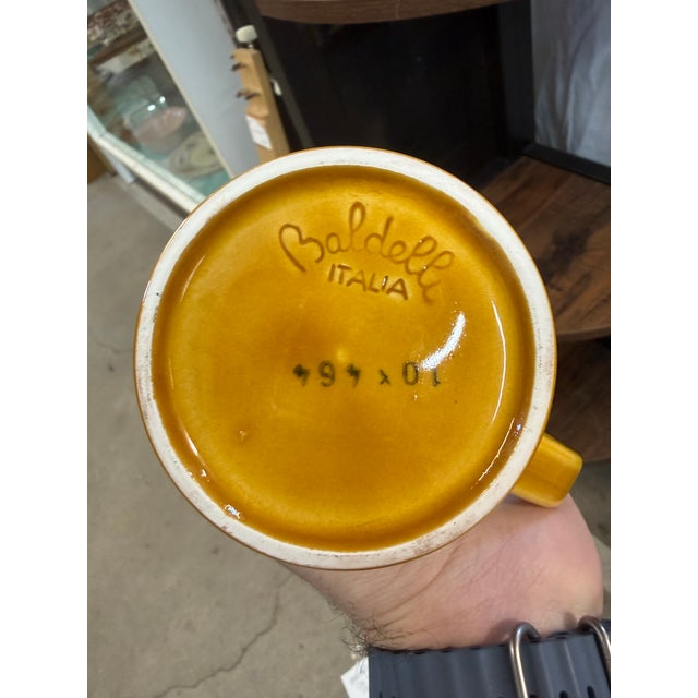 Mid-Century Modern Vintage Baldelli Pottery Italy Mid Century Yellow Mugs Lot of 4 Signed For Sale - Image 3 of 4