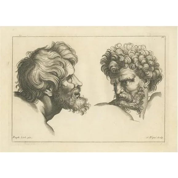 Pigné after Raphael, Visages of Virtue and Vigor, 1740, Engraving For Sale - Image 6 of 6