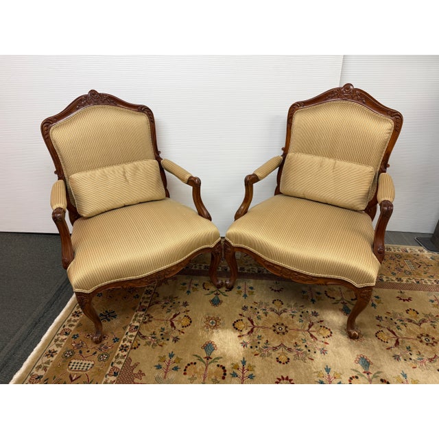 French Louis XV Style Throne Chairs, Pair For Sale - Image 3 of 12