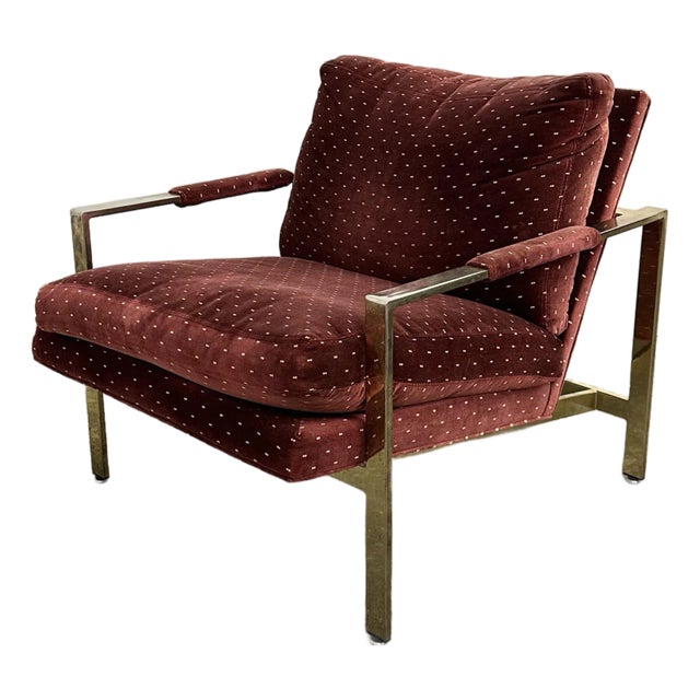 Milo Baughman for Thayer Coggin 951 Flat Bar Lounge Chair Brass For Sale