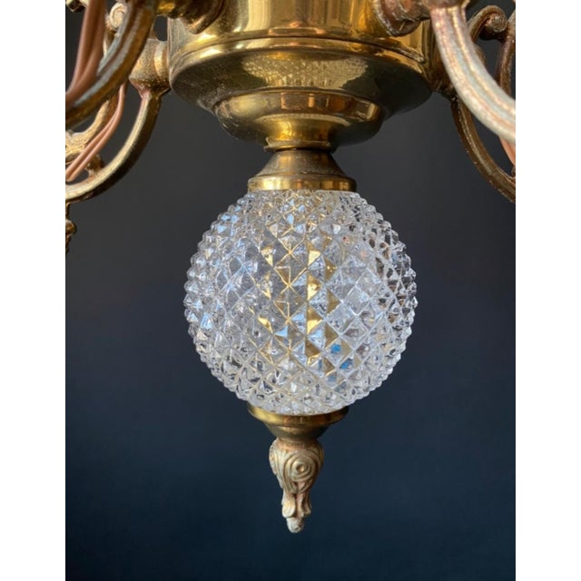 Vintage French Chandelier in Brass and Glass, 1960s For Sale - Image 14 of 16