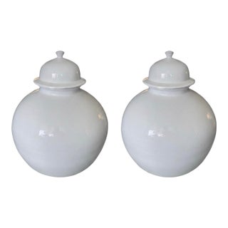 Pair of Large White Glaze Ginger Jars For Sale