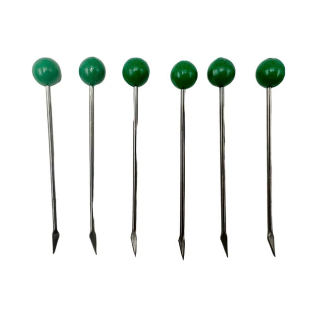 1930s Sudre Art DecoFlapper Dancers Cocktail Garnish Hors d'Oeuvres Pick Set, Unsigned- 7 Pieces For Sale - Image 4 of 12