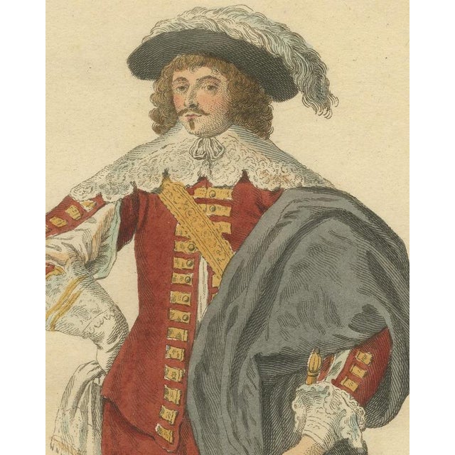 Jefferys, English Nobleman in 1640, Cavalier Dress with Plumed Hat, Jefferys, 1757, Engraving For Sale - Image 4 of 9