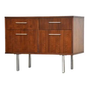 1960s Refinished Walnut Office Cabinet Credenza