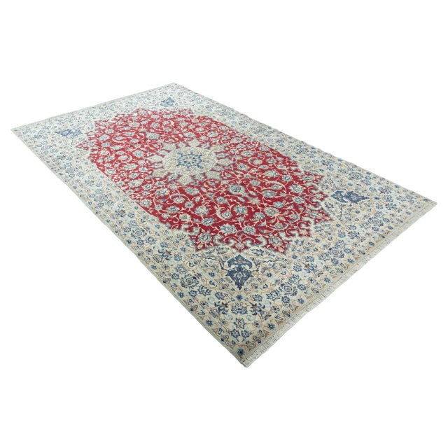 Mid-Century Modern Hand-Knotted Nain 9LA Oriental Rug with Silk Content ​ For Sale - Image 3 of 13