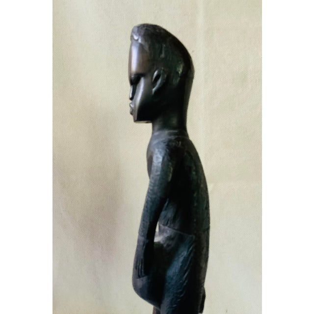 Vintage African Ebony Wood Drummer Figurine For Sale - Image 6 of 18