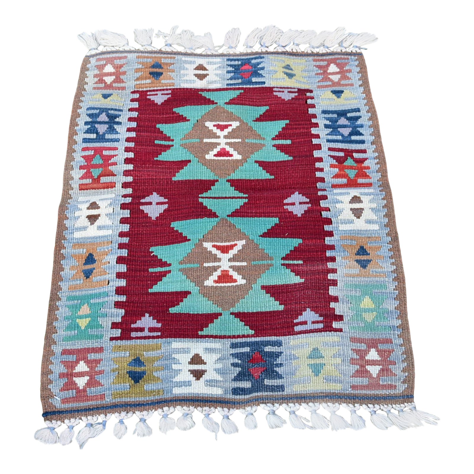 1950s Turkish Traditional Style Handwoven Oushak Kilim Rug | Chairish