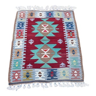 1950s Turkish Traditional Style Handwoven Oushak Kilim Rug For Sale