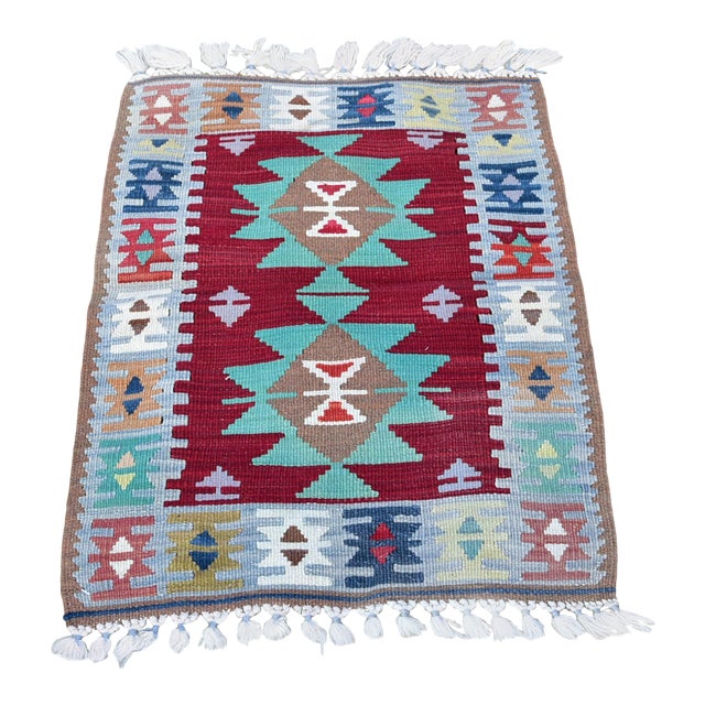 1950s Turkish Traditional Style Handwoven Oushak Kilim Rug For Sale