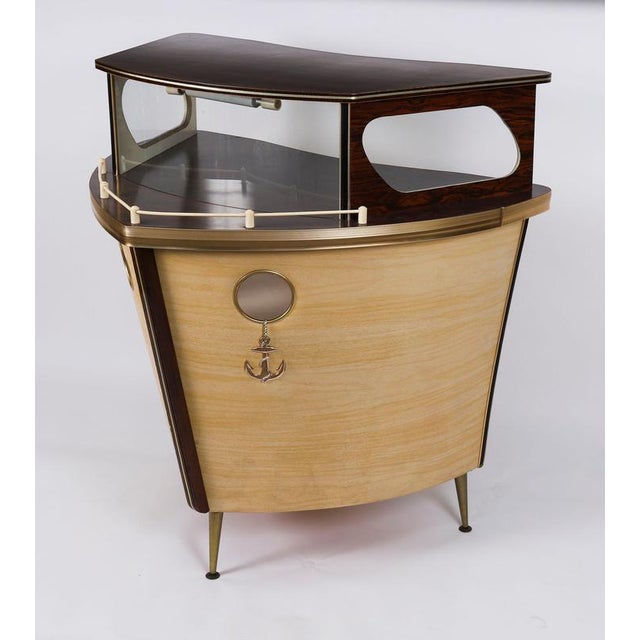 Vintage Modernist Boat Cocktail Bar by Umberto Mascagni for Harrods, 1950s For Sale - Image 11 of 18