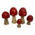 Set of 5 Red and White Carved Folk Art Mushrooms For Sale