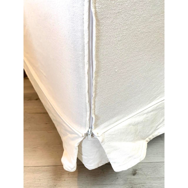 Restoration Hardware White Belgian Linen Slipcover Lounge Chair Chairish