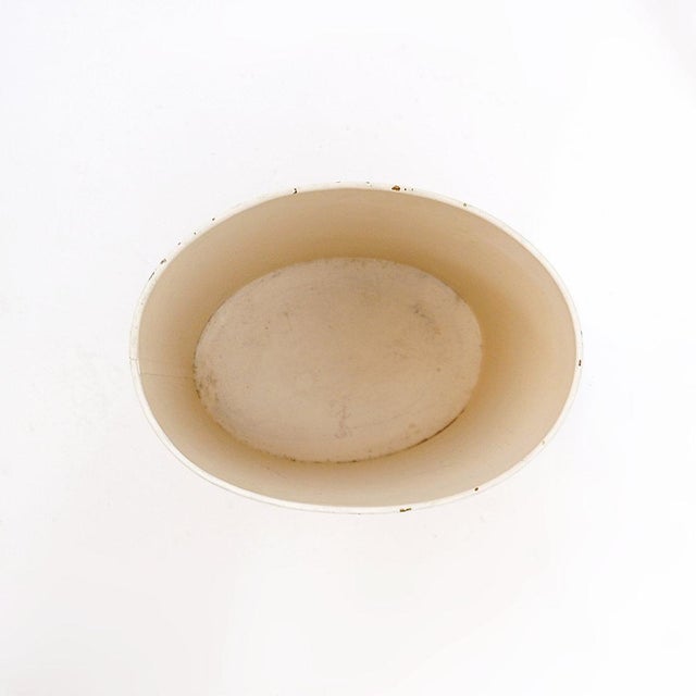 Cream Metal Wastepaper Basket with Light Brett Lithograph Print by Arthur A. Kaplan Co. For Sale - Image 8 of 11