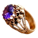 Gold Ring with Grid and Twists For Sale
