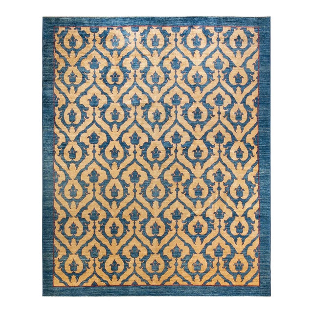 Blue Eclectic, One-of-a-Kind Hand-Knotted Area Rug in Blue, 10' 3" x 12' 7" For Sale - Image 8 of 8