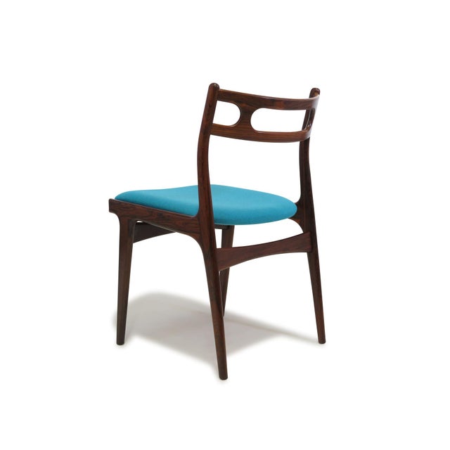 Johannes Andersen Mid 20th Century Attributed to Johannes Andersen for Uldum Moblefabrik Rosewood Dining Chairs - Set of 4 For Sale - Image 4 of 12