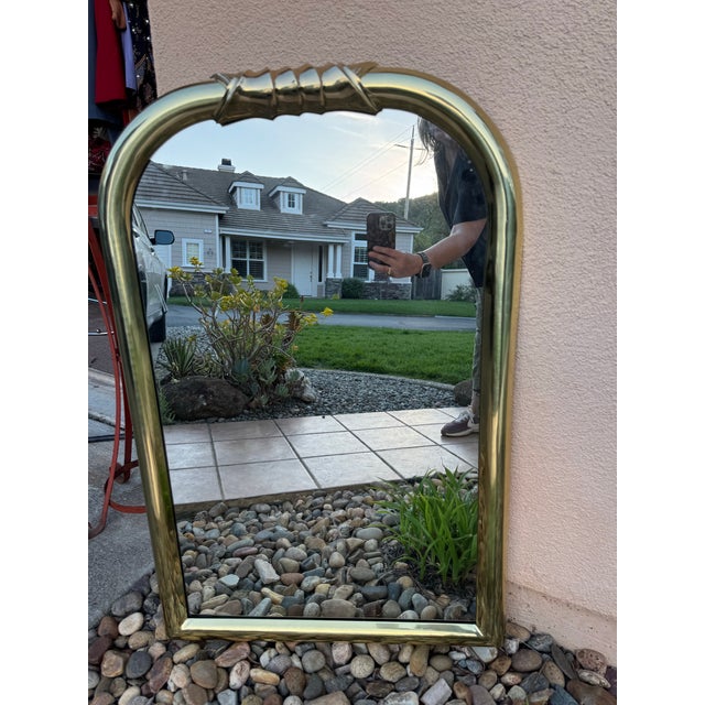 1970s Vintage, Louis Philippe Style Solid Brass Wall Mirror, 19870-1908s (Heavy) For Sale - Image 5 of 12