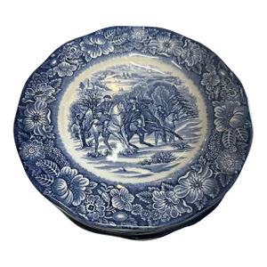 Blue & White Staffordshire Desserts Plates, S/7