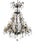 Bronzed iron with crystal drops. Twenty four lights. Comes with 9 feet of chain. 47h x 40w x 40d