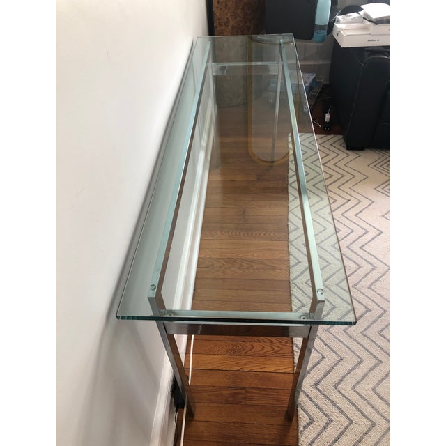 Mid 20th Century Vintage Modern Flat-Bar Chrome Console Table For Sale - Image 5 of 7