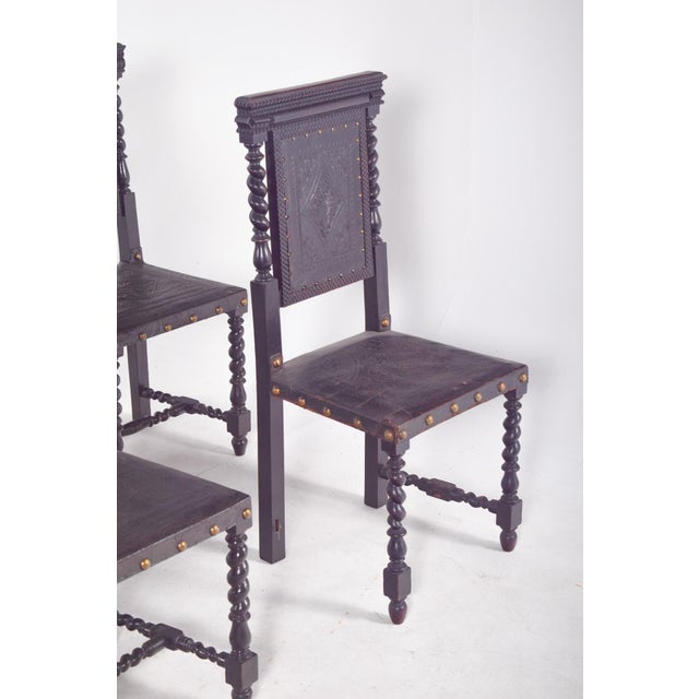 1920s Leather Dining Chairs, 1920s, Set of 6 For Sale - Image 5 of 14
