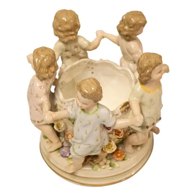 1950s Decorative Porcelain Vase with Children Motifs, Germany, 20th Century For Sale - Image 5 of 7