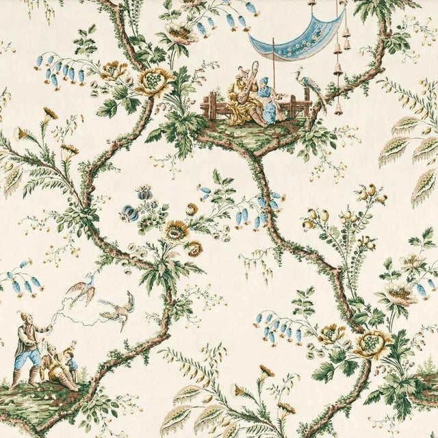 Zoffany Emperors Musician Fabric in Evergreen - a Sample For Sale