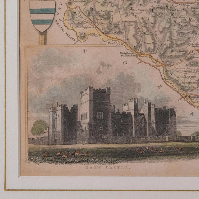 1850's Antique Lithography Map County Durham For Sale - Image 10 of 12