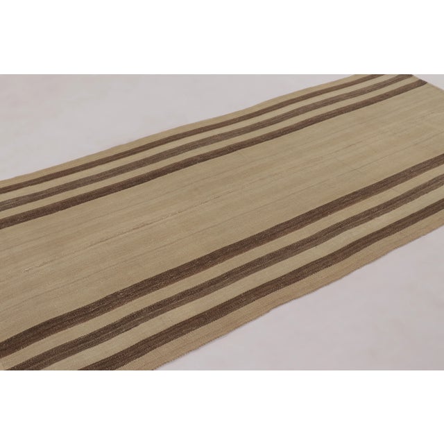 2020s Rug & Kilim's Contemporary Rez Kilim With Brown Striped Design For Sale - Image 5 of 8