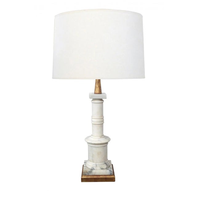 1950's Italian Carrara Marble Columnar Lamp For Sale In San Francisco - Image 6 of 6