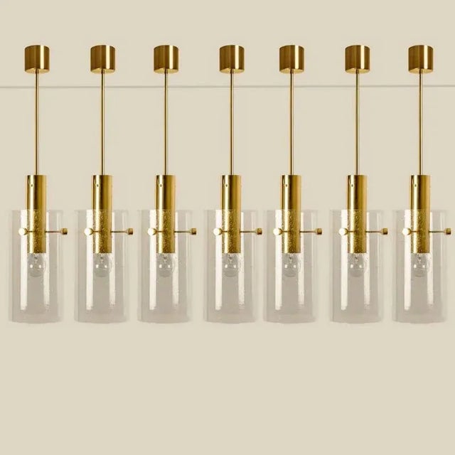 1970s Large Brass and Glass Pendant from Glashütte Limburg, 1970s For Sale - Image 5 of 18