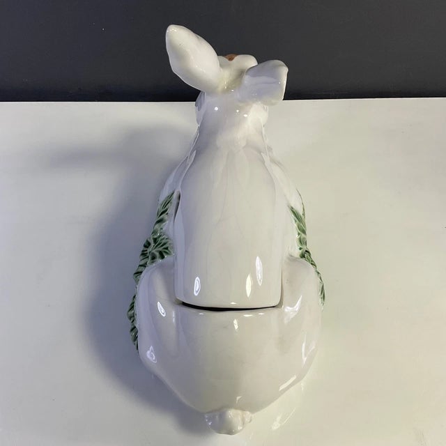 1990s Vintage Bordalo Pinheiro Portugal Majolica Easter Bunny Rabbit Soup Tureen For Sale - Image 5 of 8