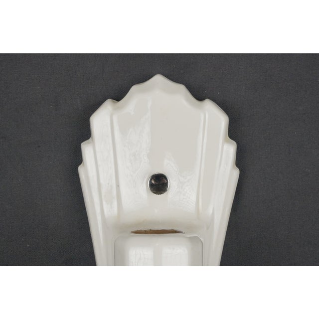 Mid 20th Century Restored Art Deco White Porcelain Wall Sconce With Pull Chain For Sale - Image 5 of 8