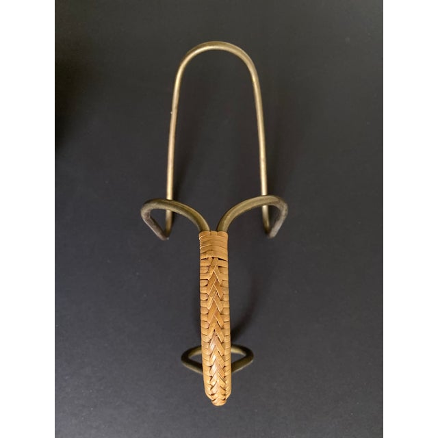 Carl Aubock Brass and Cane Wine Bottle Caddy / Holder For Sale - Image 9 of 10