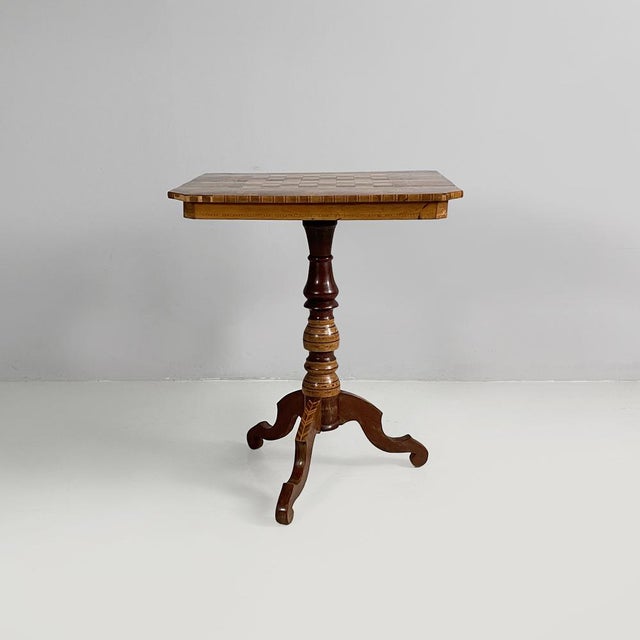 Italian Sorrento style wooden chessboard coffe table, 1930s Coffee table with chessboard, entirely made of wood. Three-...