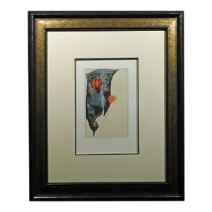 1980s Frank Howell "Emerging Cactus Flower" Framed Hand Signed