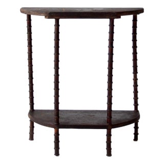 Antique Primitive Folk Art Spool Table For Sale