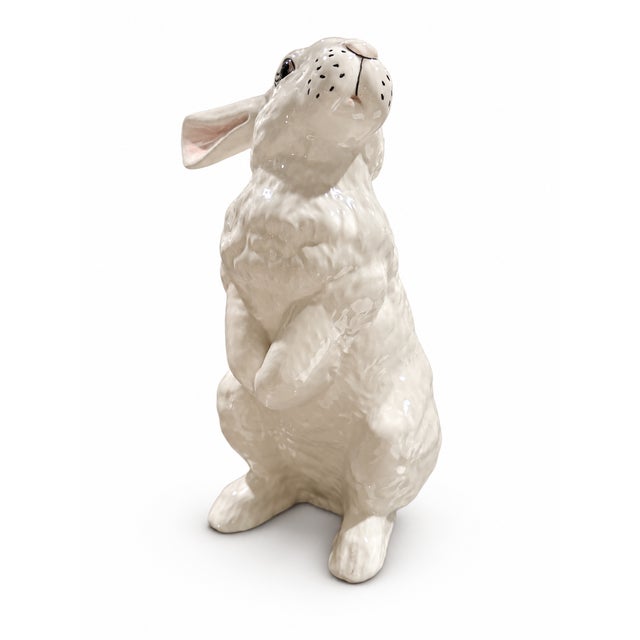 Mid-Century Modern Large Vintage 1970s/1980s Standing White Ceramic Rabbit Figurine - 12 in Tall For Sale - Image 3 of 6