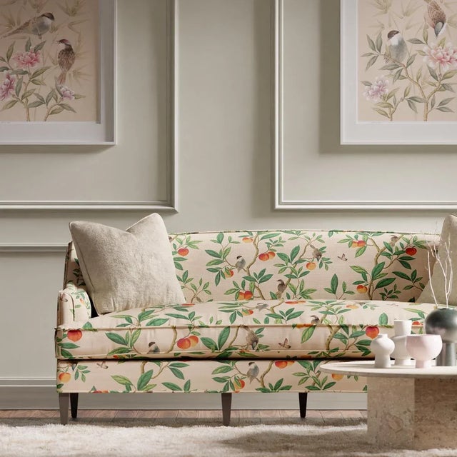 Contemporary Harlequin Ella Fabric in Fig Blossom/Fig Leaf/ Nectarine For Sale - Image 3 of 3