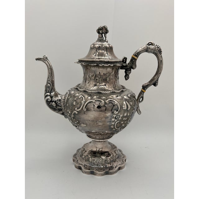 Four Piece Early 19th Century Coin Silver Coffee Service, Jb Ginochio (1834-1857) New York, Ny For Sale - Image 4 of 15