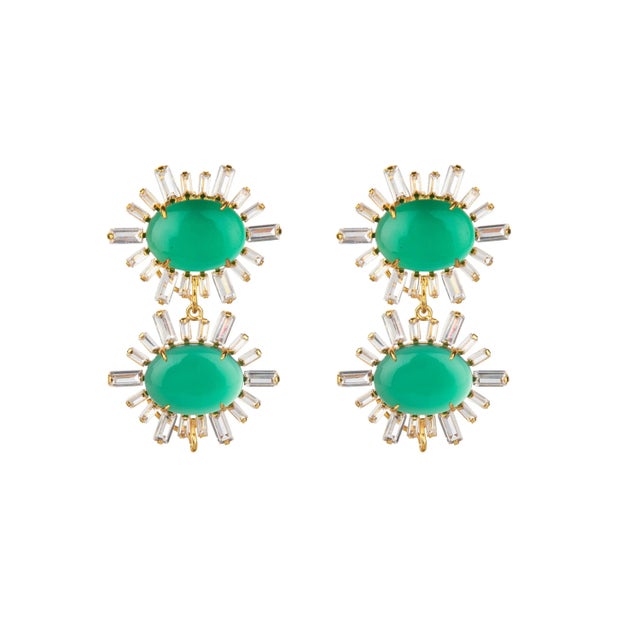 Contemporary Ann-Margaret Statement Earrings in Green, a pair For Sale - Image 3 of 4
