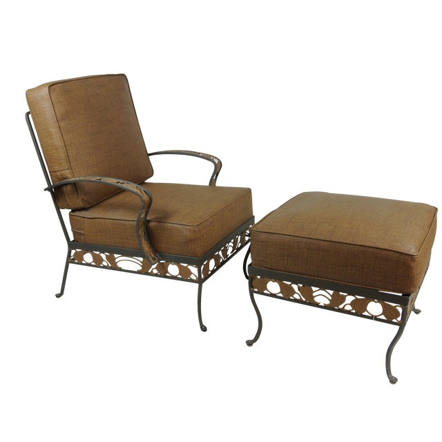 Brown Jordan Wrought Iron Club Chair & Ottoman | Chairish (640 x 640 Pixel)