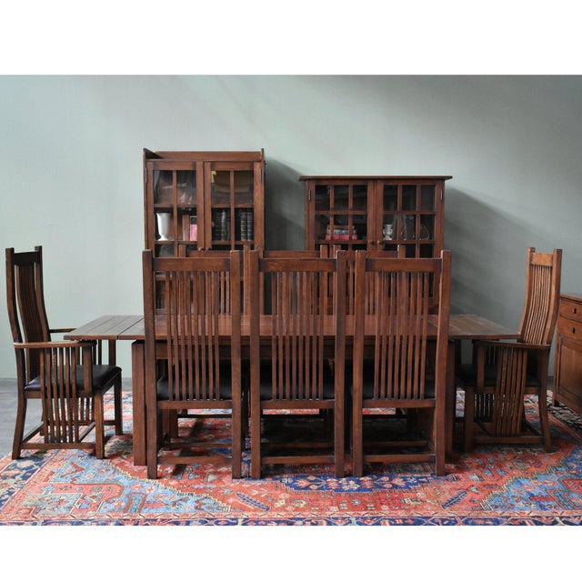 Mission Style Oak Stow Leaf Dining Table (2 Colors Available) - Walnut For Sale In Chicago - Image 6 of 14