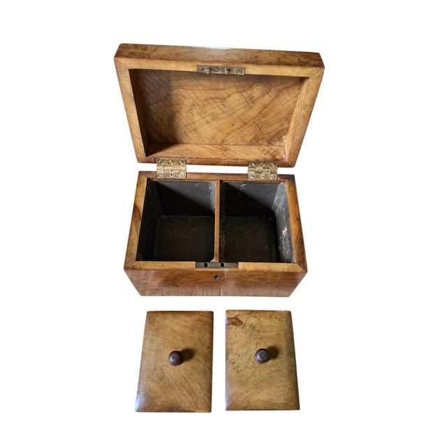Antique Victorian Burr Walnut Tea Caddy For Sale - Image 4 of 5