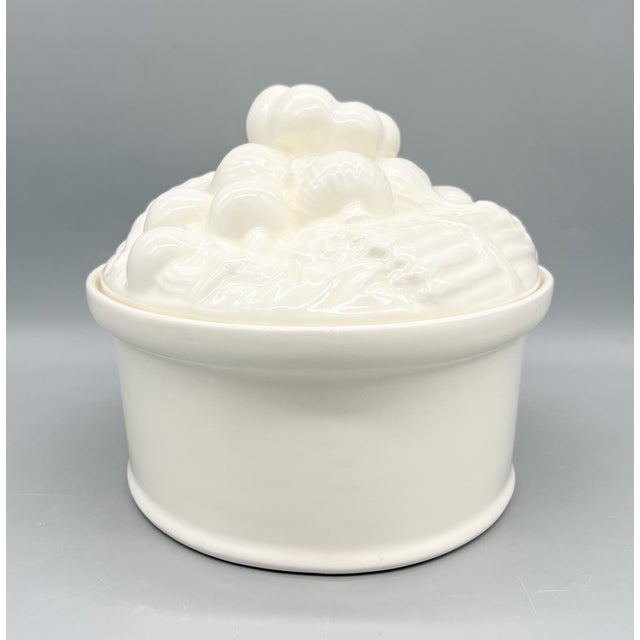 White Vintage White Ceramic Harvest Vegetable Tureen / Baking / Serving Dish With Sculptural Lid – French Country / Cottagecore For Sale - Image 8 of 16
