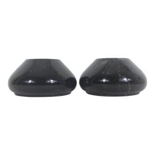 Vintage Carved Black Stone Vases Soapstone, a Pair For Sale