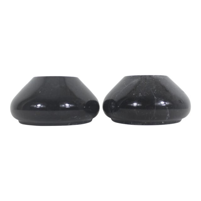 Vintage Carved Black Stone Vases Soapstone, a Pair For Sale