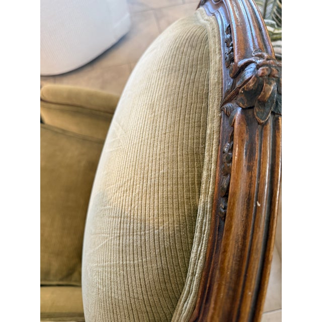 Antique French Hand Carved Walnut Bergere Chair For Sale - Image 11 of 12